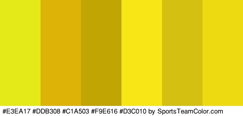 #E3EA17 #DDB308 #C1A503 #F9E616 #D3C010 #EDDA10 Colors