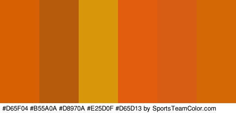 #D65F04 #B55A0A #D8970A #E25D0F #D65D13 #D36804 Colors