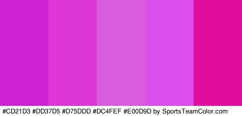 #CD21D3 #DD37D5 #D75DDD #DC4FEF #E00D9D Colors