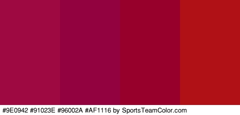 #9E0942 #91023E #96002A #AF1116 Colors