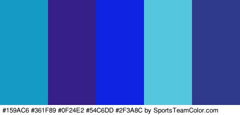 #159AC6 #361F89 #0F24E2 #54C6DD #2F3A8C Colors