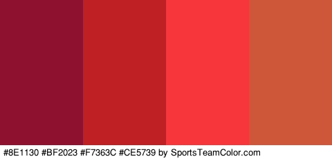 #8E1130 #BF2023 #F7363C #CE5739 Colors