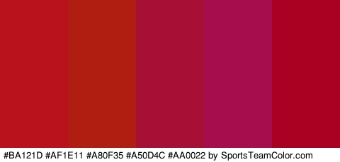 #BA121D #AF1E11 #A80F35 #A50D4C #AA0022 Colors