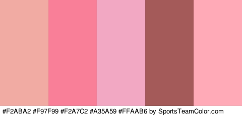 #F2ABA2 #F97F99 #F2A7C2 #A35A59 #FFAAB6 Colors