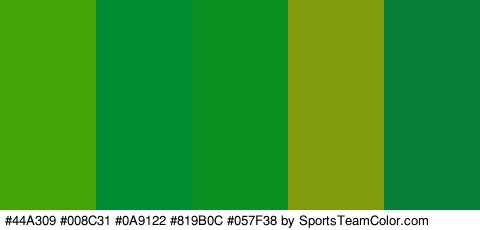 #44A309 #008C31 #0A9122 #819B0C #057F38 Colors