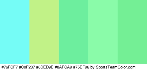 #76FCF7 #C0F287 #6DED9E #8AFCA9 #75EF96 Colors