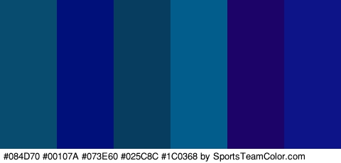 #084D70 #00107A #073E60 #025C8C #1C0368 #0C1487 Colors