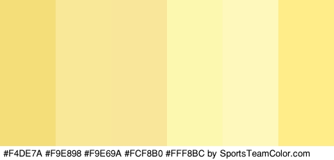 #F4DE7A #F9E898 #F9E69A #FCF8B0 #FFF8BC #FFED89 Colors