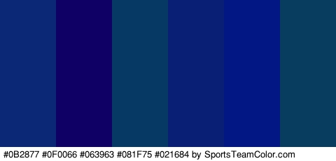 #0B2877 #0F0066 #063963 #081F75 #021684 #083D60 Colors