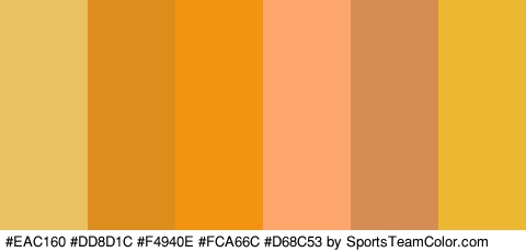 #EAC160 #DD8D1C #F4940E #FCA66C #D68C53 #EDB831 Colors