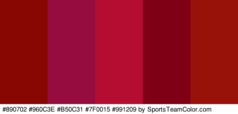 #890702 #960C3E #B50C31 #7F0015 #991209 Colors