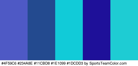 #4F59C6 #234A8E #11CBD8 #1E1099 #1DCDD3 Colors