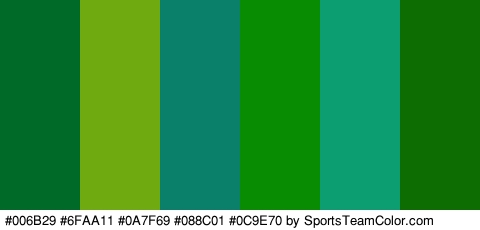 #006B29 #6FAA11 #0A7F69 #088C01 #0C9E70 #0D6D03 Colors