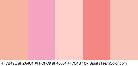 #F7B49E #F2A4C1 #FFCFC9 #F48684 #F7C4B7 Colors