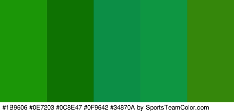 #1B9606 #0E7203 #0C8E47 #0F9642 #34870A Colors