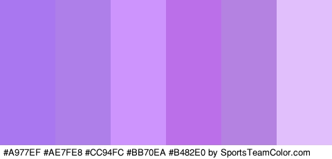 #A977EF #AE7FE8 #CC94FC #BB70EA #B482E0 #E1BFFC Colors