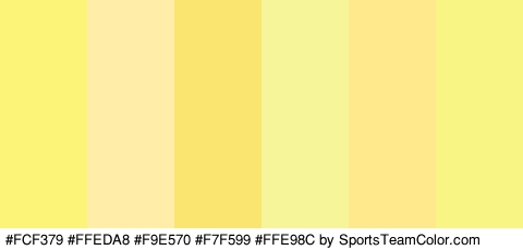 #FCF379 #FFEDA8 #F9E570 #F7F599 #FFE98C #F9F584 Colors