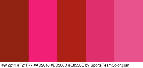 #912211 #F21F77 #AD2016 #DD306D #E8538E Colors