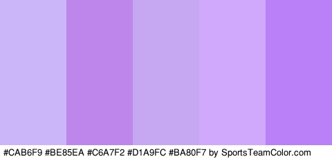 #CAB6F9 #BE85EA #C6A7F2 #D1A9FC #BA80F7 Colors