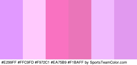 #E299FF #FFC9FD #F972C1 #EA75B9 #F1BAFF #E199EF Colors