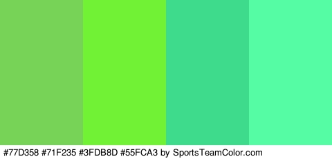 #77D358 #71F235 #3FDB8D #55FCA3 Colors