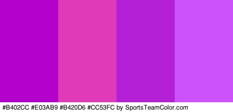 #B402CC #E03AB9 #B420D6 #CC53FC Colors