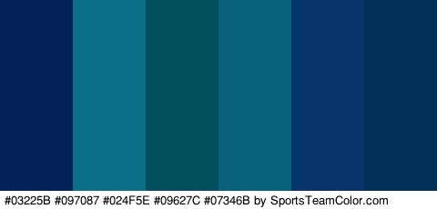 #03225B #097087 #024F5E #09627C #07346B #013059 Colors