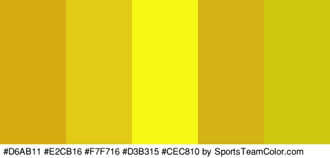 #D6AB11 #E2CB16 #F7F716 #D3B315 #CEC810 Colors