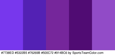 #7738ED #5322B5 #76269B #500C72 #914BC6 Colors