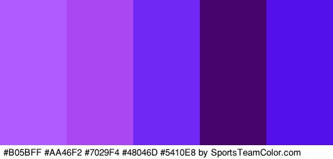 #B05BFF #AA46F2 #7029F4 #48046D #5410E8 Colors