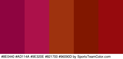 #8E0440 #AD114A #9E320E #821700 #96090D Colors