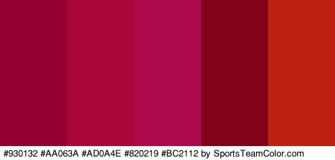 #930132 #AA063A #AD0A4E #820219 #BC2112 Colors