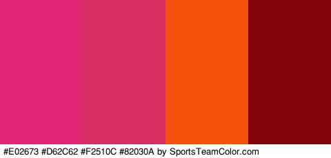 #E02673 #D62C62 #F2510C #82030A Colors