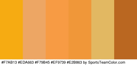 #F7AB13 #EDA663 #F79B45 #EF9739 #E2B863 #BA6821 Colors