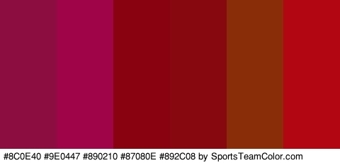 #8C0E40 #9E0447 #890210 #87080E #892C08 #B20712 Colors