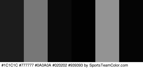 #1C1C1C #777777 #0A0A0A #020202 #939393 #050505 Colors