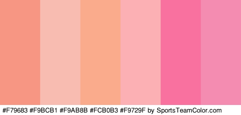 #F79683 #F9BCB1 #F9AB8B #FCB0B3 #F9729F #F48BB0 Colors