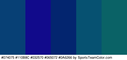 #074075 #110B8C #032570 #065072 #0A6266 Colors