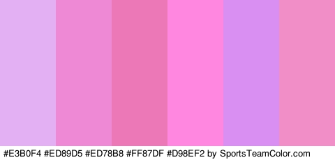 #E3B0F4 #ED89D5 #ED78B8 #FF87DF #D98EF2 #F28EC7 Colors