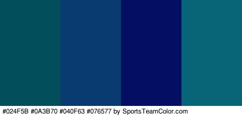 #024F5B #0A3B70 #040F63 #076577 Colors