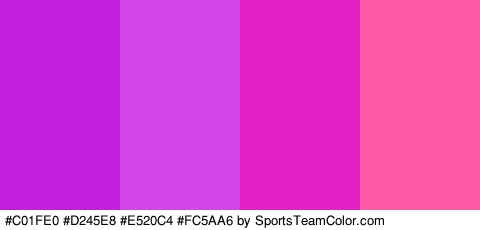 #C01FE0 #D245E8 #E520C4 #FC5AA6 Colors