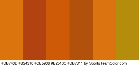 #DB740D #B24310 #CE5906 #B2510C #DB7311 #B58D0C Colors