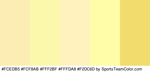 #FCEDB5 #FCF8AB #FFF2BF #FFFDA8 #F2DC6D Colors