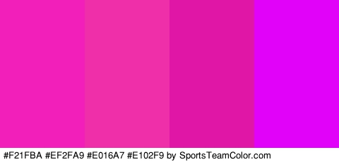 #F21FBA #EF2FA9 #E016A7 #E102F9 Colors