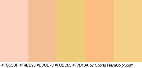 #FCD3BF #F4BE95 #EDCE78 #FCBD83 #F7D18A Colors