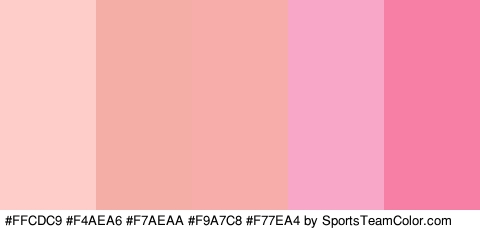 #FFCDC9 #F4AEA6 #F7AEAA #F9A7C8 #F77EA4 Colors