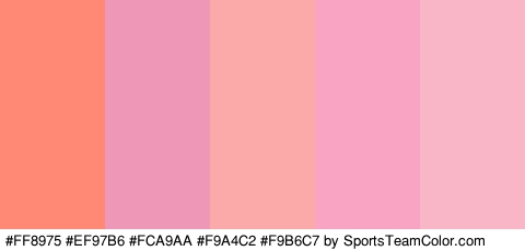 #FF8975 #EF97B6 #FCA9AA #F9A4C2 #F9B6C7 Colors