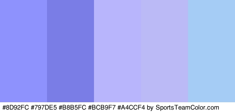 #8D92FC #797DE5 #B8B5FC #BCB9F7 #A4CCF4 Colors