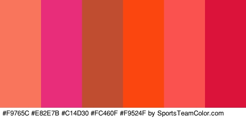 #F9765C #E82E7B #C14D30 #FC460F #F9524F #DB133B Colors