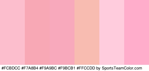 #FCBDCC #F7A8B4 #F9A9BC #F9BCB1 #FFCCDD #FFADCB Colors